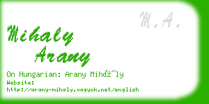 mihaly arany business card